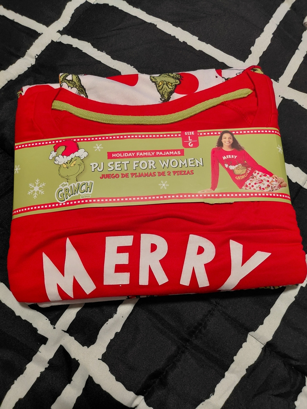 Grinch Holiday Women's Red PJ Set - Merry Two-Piece Pajamas